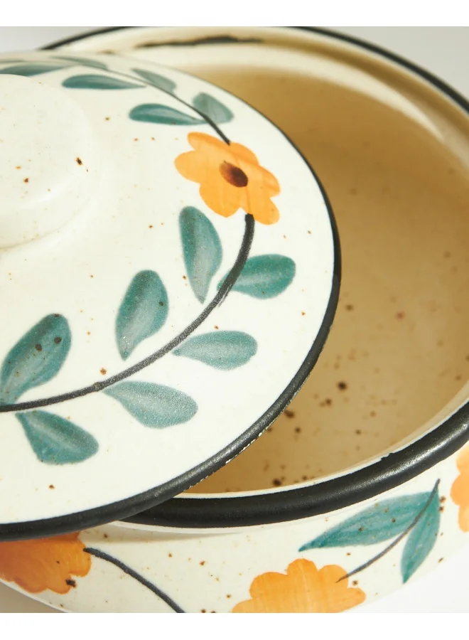Chumbak Marigold Casserole | Handpainted Stoneware