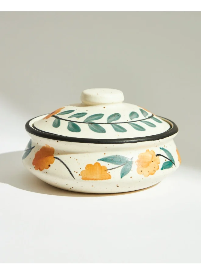Chumbak Marigold Casserole | Handpainted Stoneware