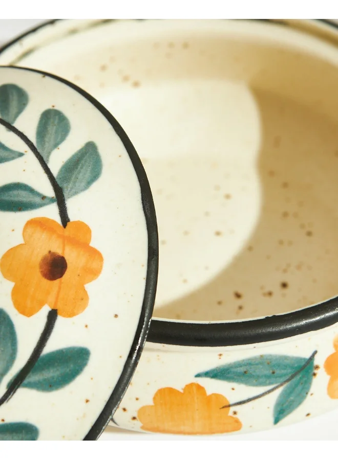 Chumbak Marigold Casserole | Handpainted Stoneware