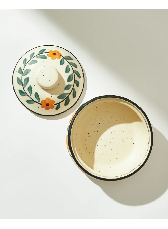 Chumbak Marigold Casserole | Handpainted Stoneware