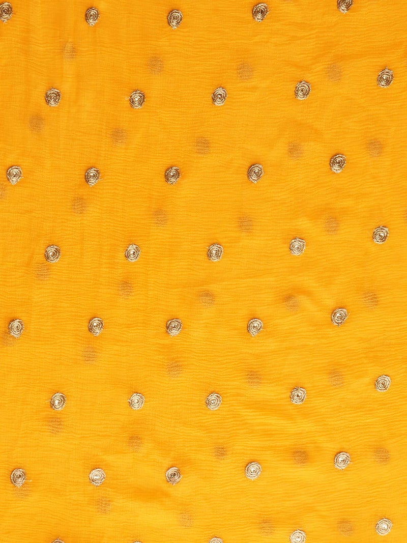 themilestocks Woman's Embroidered Chiffon Dupatta Scarf Shawl Wrap Soft Indian Bridal Wedding (Yellow) - Image 4