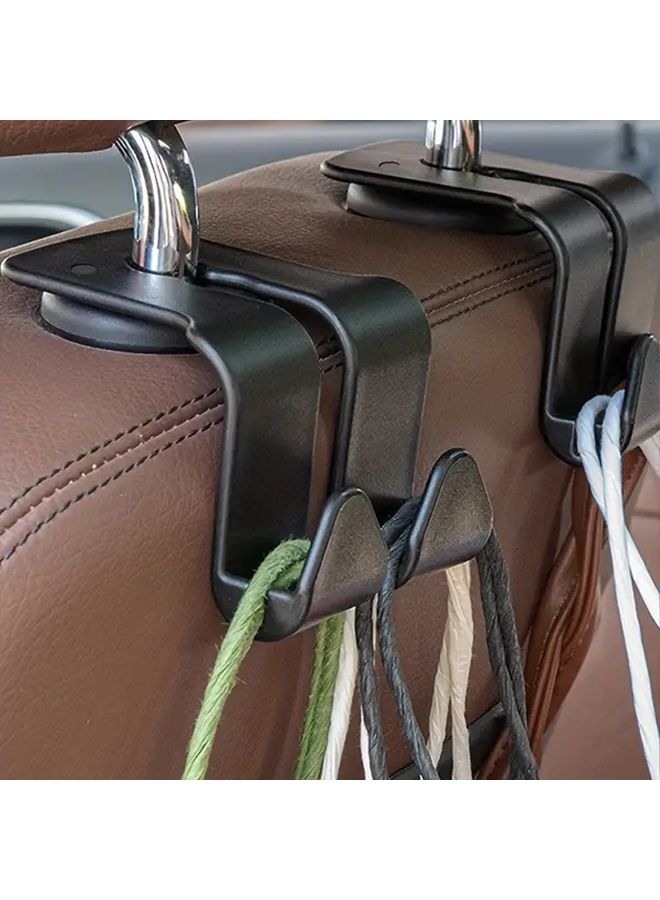 2 Multi Function Double Hook Storage Couplers For Car Seat Backs Black - Image 1