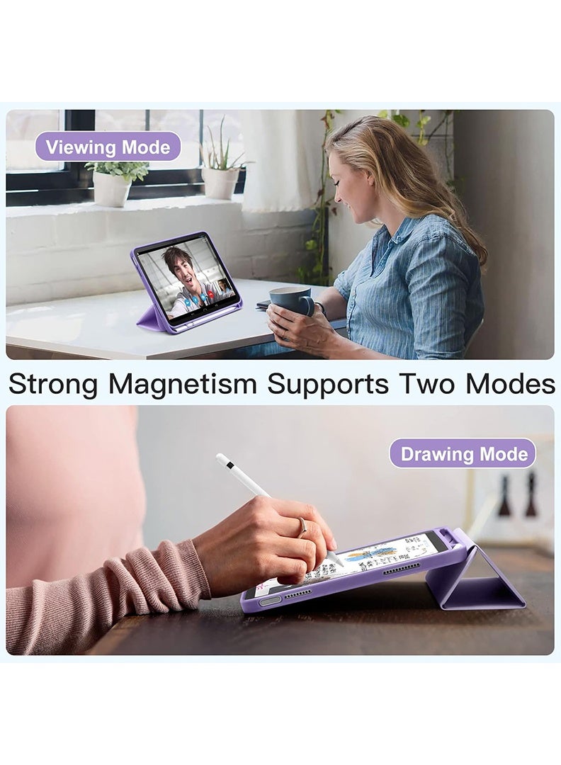 ثيودور جراب ذكي رفيع لجهاز iPad من الجيل الحادي عشر A16 (2025) مقاس 11 بوصة والجيل العاشر (2022) مقاس 10.9 بوصة - غطاء واقٍ خفيف الوزن مع حامل قلم، خاصية التشغيل/الإيقاف التلقائي، ظهر من مادة TPU ناعمة - لون لافندر - Image 4