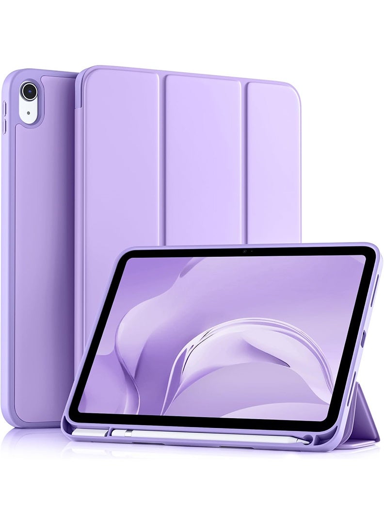 ثيودور جراب ذكي رفيع لجهاز iPad من الجيل الحادي عشر A16 (2025) مقاس 11 بوصة والجيل العاشر (2022) مقاس 10.9 بوصة - غطاء واقٍ خفيف الوزن مع حامل قلم، خاصية التشغيل/الإيقاف التلقائي، ظهر من مادة TPU ناعمة - لون لافندر - Image 1