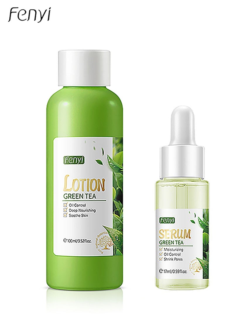 فيني مجموعة فيني بالشاي الاخضر  لترطيب وتنعيم وتنقية البشرة مكونة من قطعتين لوشن + سيروم - Image 1