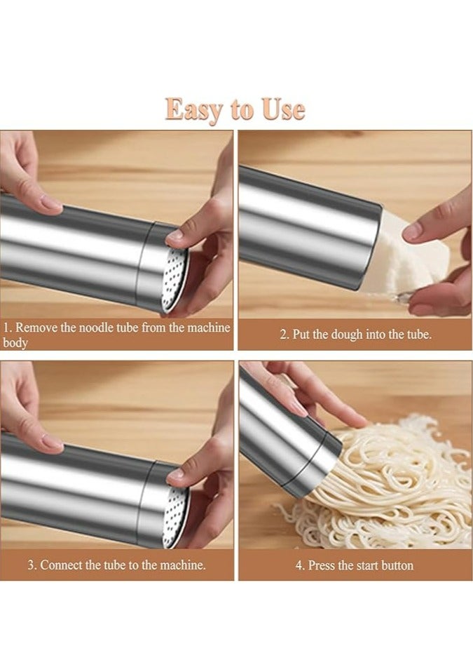 Electric Pasta Maker, 5-in-1 Cordless Noodle Maker with Power Indicator, Portable Stainless Pasta Machine, Automatic Spaghetti Maker for Kitchen Homemade Pasta, White - Image 4