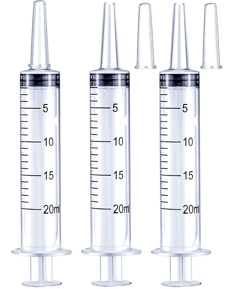 HiMo 20ml Syringe for Liquid, Oral, Scientific Labs, Measurement, Dispensing, with Cap- 3 Pack 20ml Syringes - Image 1