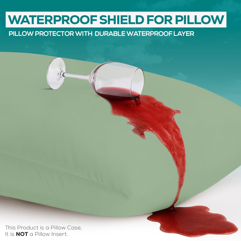 Utopia Bedding Waterproof Pillow Protectors Zippered (2 Pack  Sage) King Size  Zippered Pillowcases  Bed Bug Proof Pillow Encasement Covers 20 x 38 Inches - Image 3