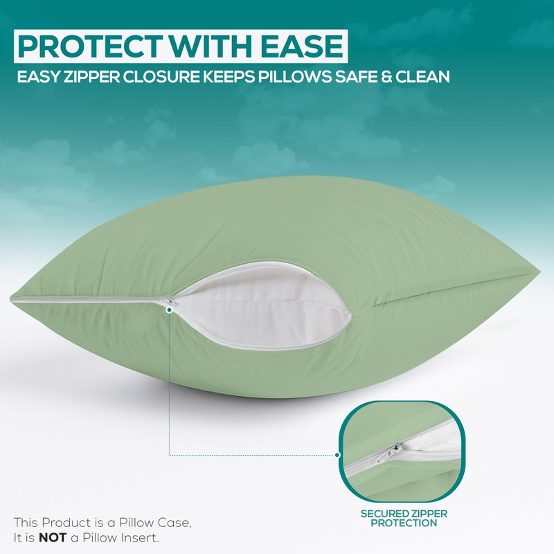 Utopia Bedding Waterproof Pillow Protectors Zippered (2 Pack  Sage) King Size  Zippered Pillowcases  Bed Bug Proof Pillow Encasement Covers 20 x 38 Inches - Image 4