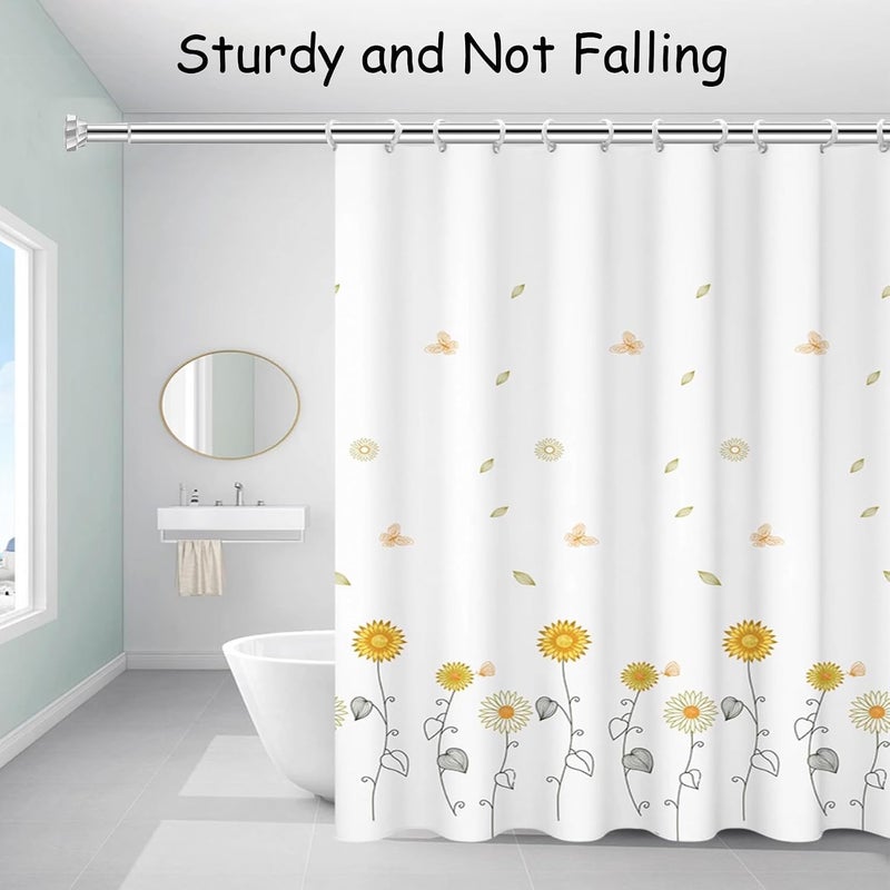 304 Stainless Steel Shower Curtain Rod, Telescopic Curtain Pole, 2.5cm Diameter Stainless Steel Brushed Nickel Shower Pole, for Bathroom, Room Divider, Closet Rod (55-85cm) - Image 3
