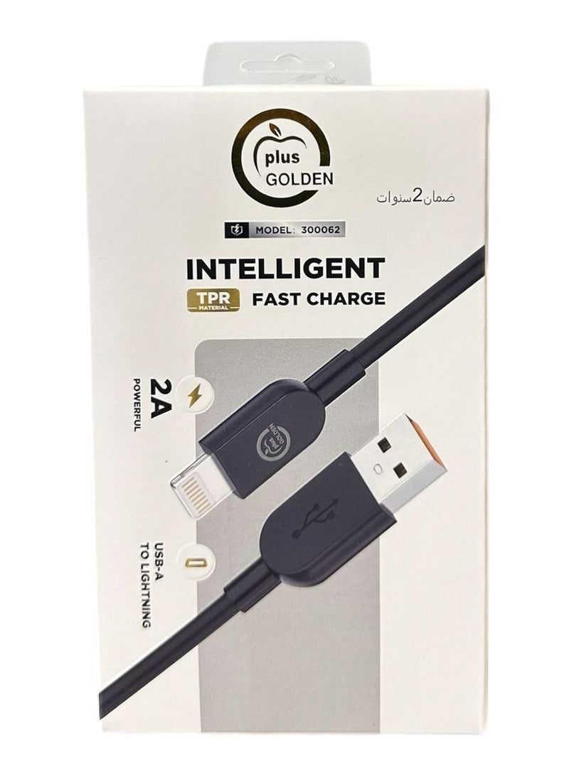 جولدن بلس كابل Lightning للشحن السريع الذكي من Golden Plus | طاقة 2 أمبير | USB-A إلى Lightning | مادة TPR متينة - Image 2