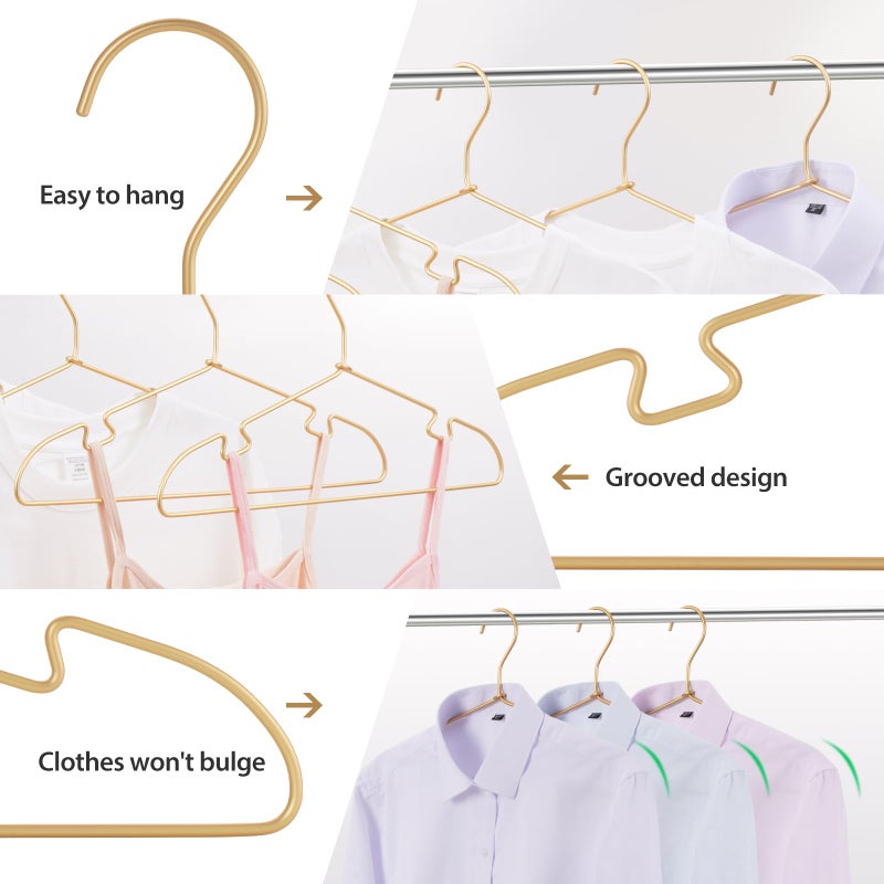 VWV Gold Aluminum Hangers, 16.5 Inch Smooth and Durable Metal Shirt Dress Hanger, Lightweight and Sturdy Metal Hanger for Suit Jackets and Casual Pants (20 Pack) - Image 3