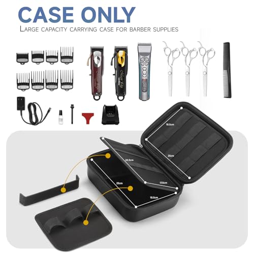 MOSLA Hard Barber Accessories Case for Hair Clippers, Mens Hair Cutting Barber Supplies Holder, Trimmer Organizer Storage Bag for Hair Cutting, Guard Grooming Kit (PU Black) - Image 2