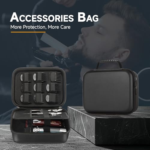 MOSLA Hard Barber Accessories Case for Hair Clippers, Mens Hair Cutting Barber Supplies Holder, Trimmer Organizer Storage Bag for Hair Cutting, Guard Grooming Kit (PU Black) - Image 4