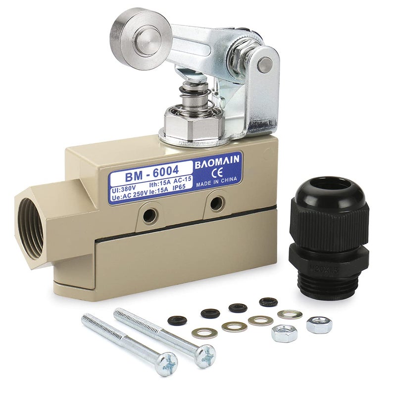 Baomain TZ-6004 Sealed Limit Switch, BM-6004 15A/250VAC, Roller Plunger Switch, IP65 Waterproof CE Listed - Image 5