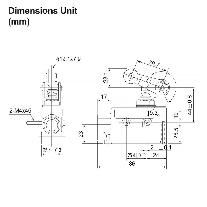 Baomain TZ-6004 Sealed Limit Switch, BM-6004 15A/250VAC, Roller Plunger Switch, IP65 Waterproof CE Listed - Image 2