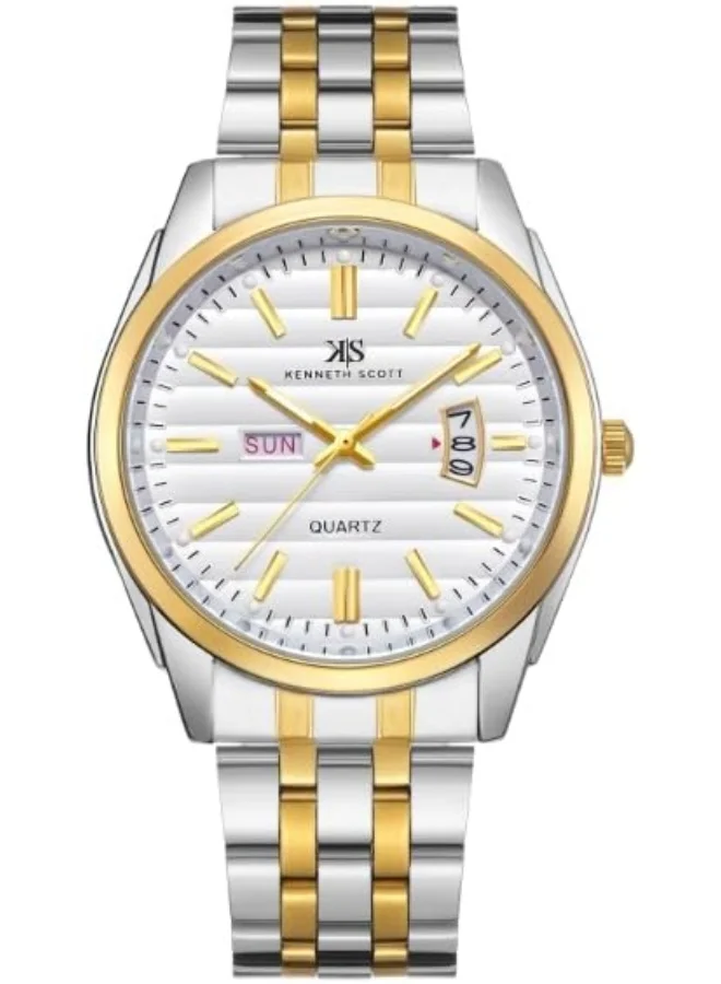 كينيث سكوت Men's Analog White Dial Watch - K23054-TBTW