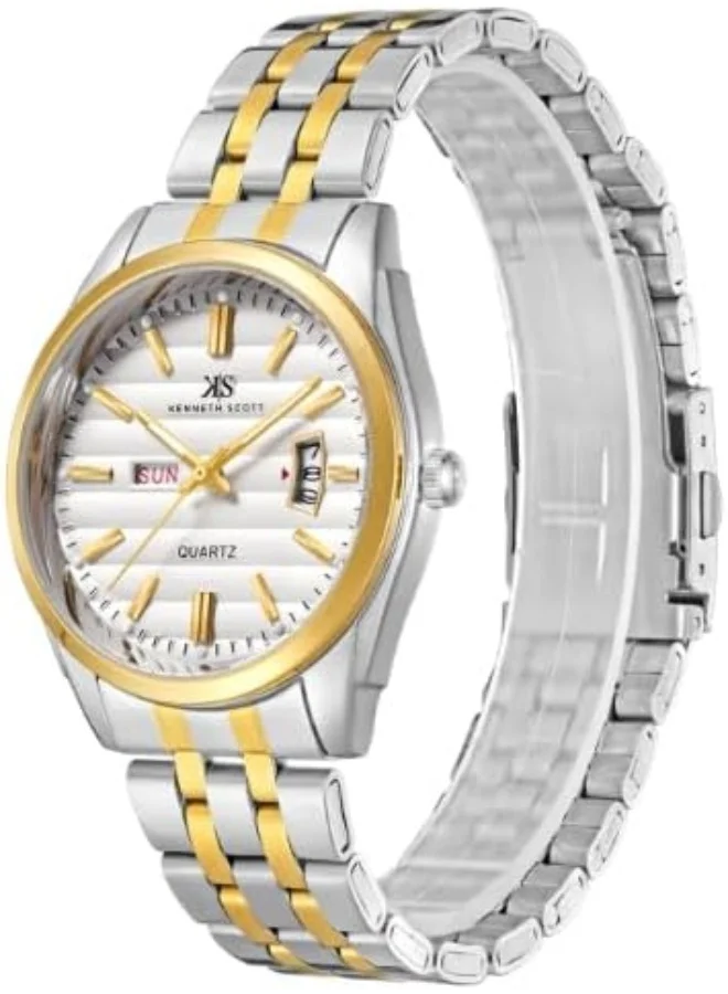 كينيث سكوت Men's Analog White Dial Watch - K23054-TBTW