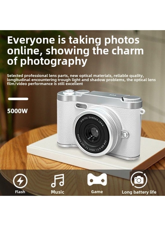 High-definition Digital Student Party Camera Camera Campus Retro CCD Double Vlog Camera Travel Convenient Entry-level-Body Color:X8 Black -128g Memory Card [apple