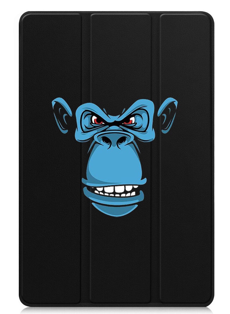 Theodor Protective Flip Case For OnePlus Pad 2 (2024) & OnePlus Pad Pro (2024) With Trifold Stand Auto Wake Sleep Shockproof Cover Blue monkey face - Image 1