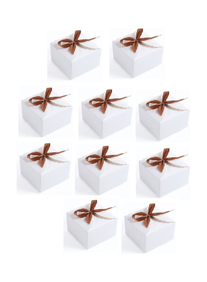 Loquat 10-Piece Square Kraft Gift Box White/Brown