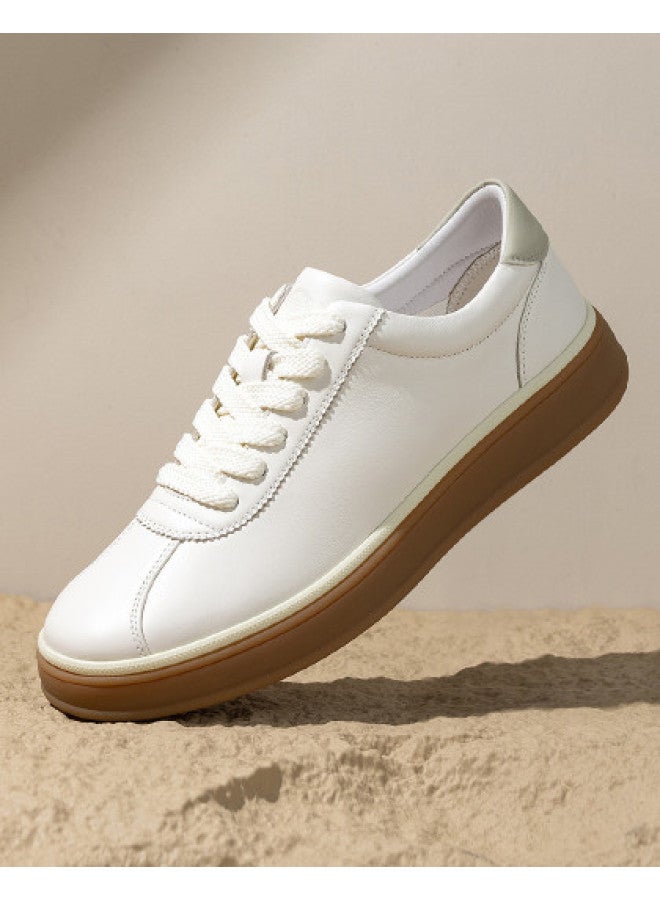 Old Man'S Head Top Grain Leather】men's White Sneakers 2025 New Spring/autumn Genuine Leather Casual Sports Shoes Men's Plimsolls - Image 1