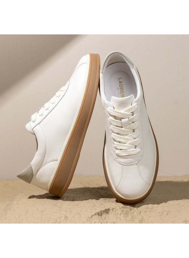 Old Man'S Head Top Grain Leather】men's White Sneakers 2025 New Spring/autumn Genuine Leather Casual Sports Shoes Men's Plimsolls - Image 4