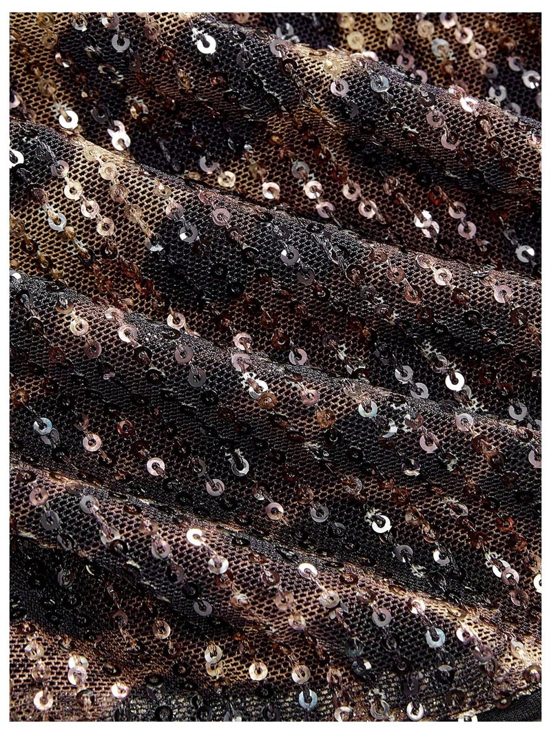 Verdusa Women's Cheetah Print Sequin Top Y2K Tie Back Corset Halter Going Out Crop Tops Brown X-Large - Image 4