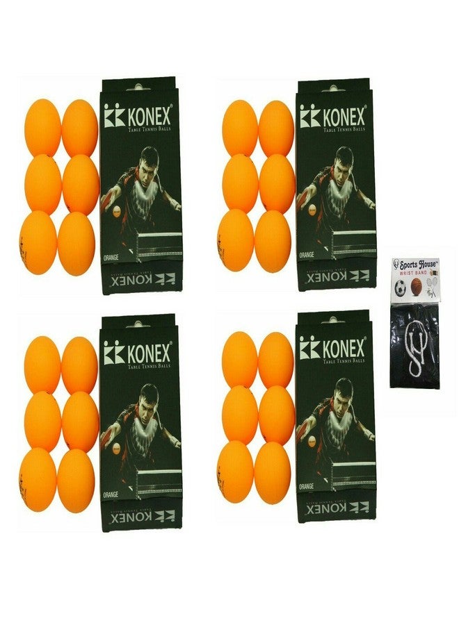 Konex Table Tennis Ball - Yellow (Pack of 24) with SportsHouse Wrist Band - Image 1