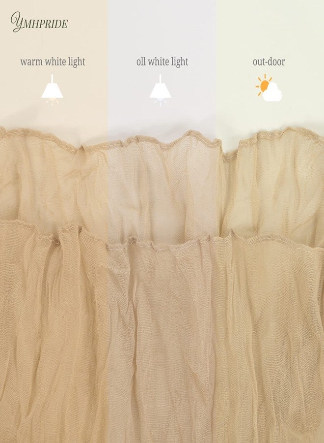 YMHPRIDE 12 Pack Cheesecloth Table Runner 35 x 120 inch Long Boho Cheese Cloth Gauze Table Runners Semi Sheer Table Runner for Wedding Decor, Bridal Shower, Birthday Party (Beige) - Image 5