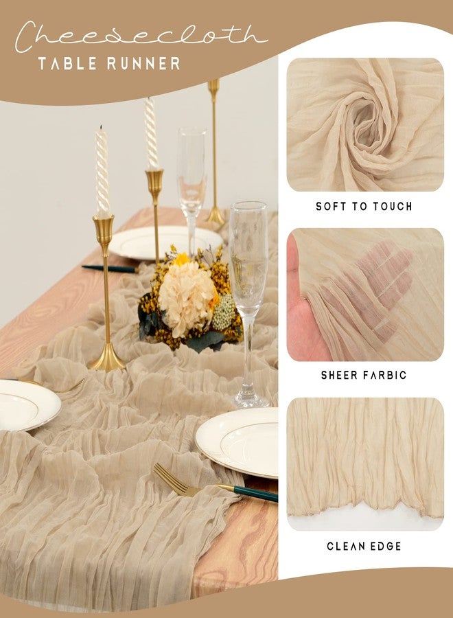 YMHPRIDE 12 Pack Cheesecloth Table Runner 35 x 120 inch Long Boho Cheese Cloth Gauze Table Runners Semi Sheer Table Runner for Wedding Decor, Bridal Shower, Birthday Party (Beige) - Image 4
