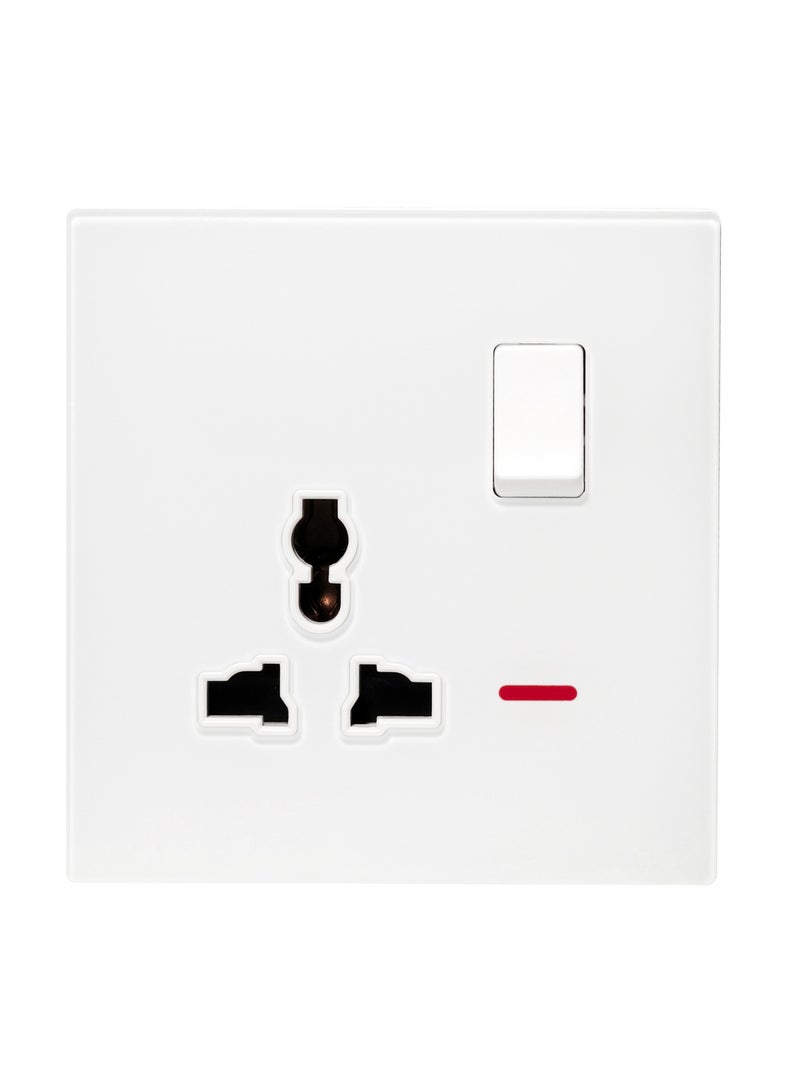 Donmarco Single MF Socket 13A – Ultra Thin Glass, Stylish and Durable , Fire-Resistant Electric Outlet , 15-Year Warranty , Multi-Function Socket (Matt White) |Wall Socket Power Outlet  - Image 1