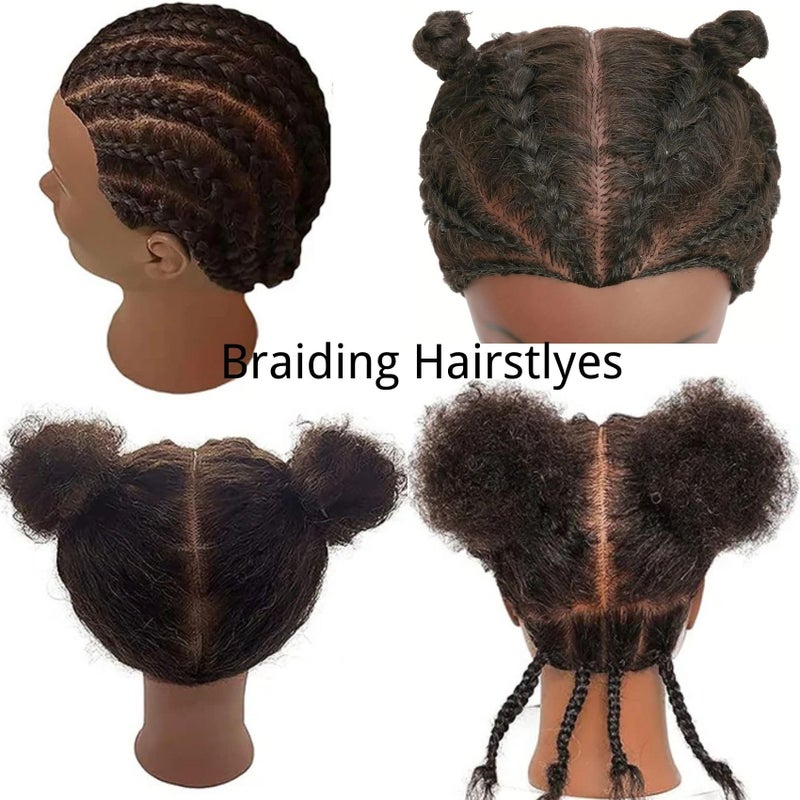 Leticia Afro Kinky Curly Braiding Mannequin Head for Practice,Real Human Hair African American Mannequin Head for Cosmetology Braiding Training with Stand - Image 5