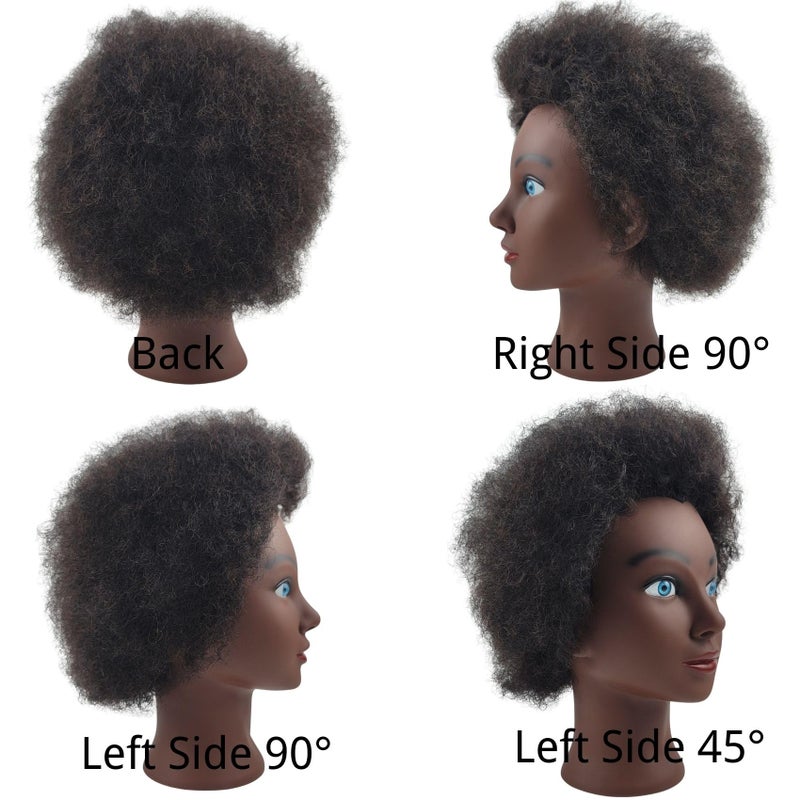 Leticia Afro Kinky Curly Braiding Mannequin Head for Practice,Real Human Hair African American Mannequin Head for Cosmetology Braiding Training with Stand - Image 2