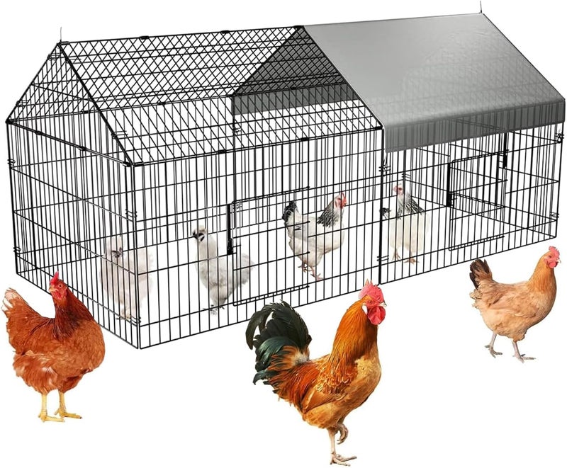 YSOAE Cross product combo compatible 220x100CM Chicken Coop, Large Metal Chicken Run Cage for Yard, Portable Hen Pens Outdoor with Top, Heavy Duty Duck Tractor Cages, Enclosure Crate Backyard for Small Animals Duck Rabbit Hen Varied size selections - Image 1