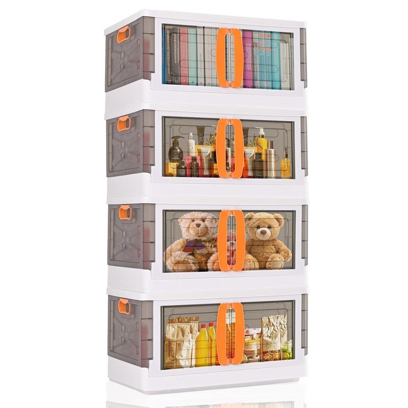 Rasvesh 4 Units Transparent Plastic Cupboard for Wardrobe Clothes Plastic Wardrobe Cabinet Almirah for Clothes Storage Rack