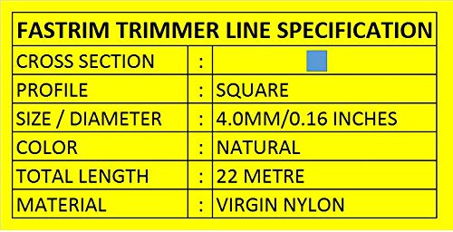 Fastrim Square 4mm (0.16inch) 22 metre Square/White/Grass Cutter/Nylon Trimmer line - Image 2
