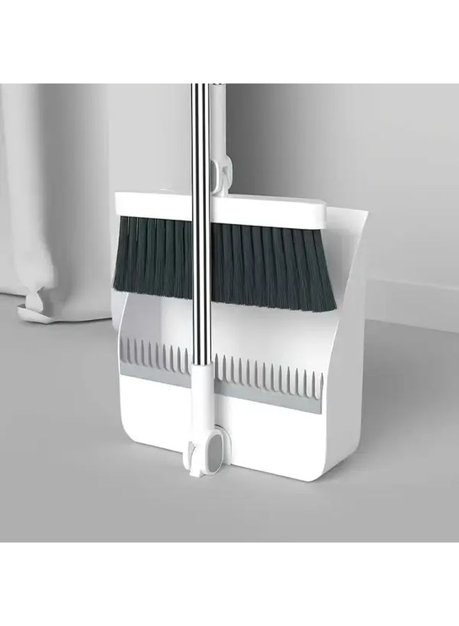 White Rotatable Broom and Dustpan Set with Comb for Floor Cleaning - Image 3
