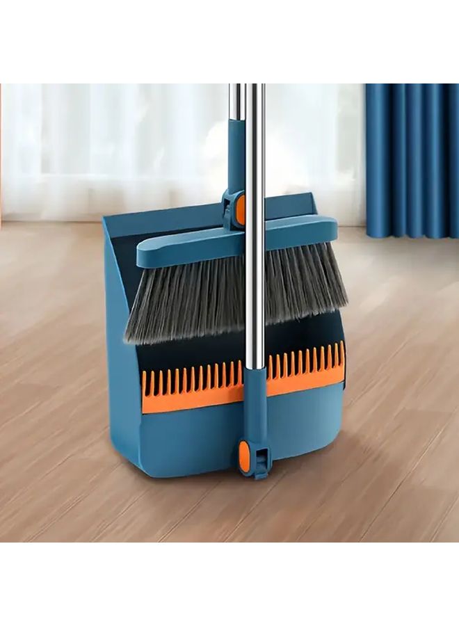 White Rotatable Broom and Dustpan Set with Comb for Floor Cleaning - Image 2