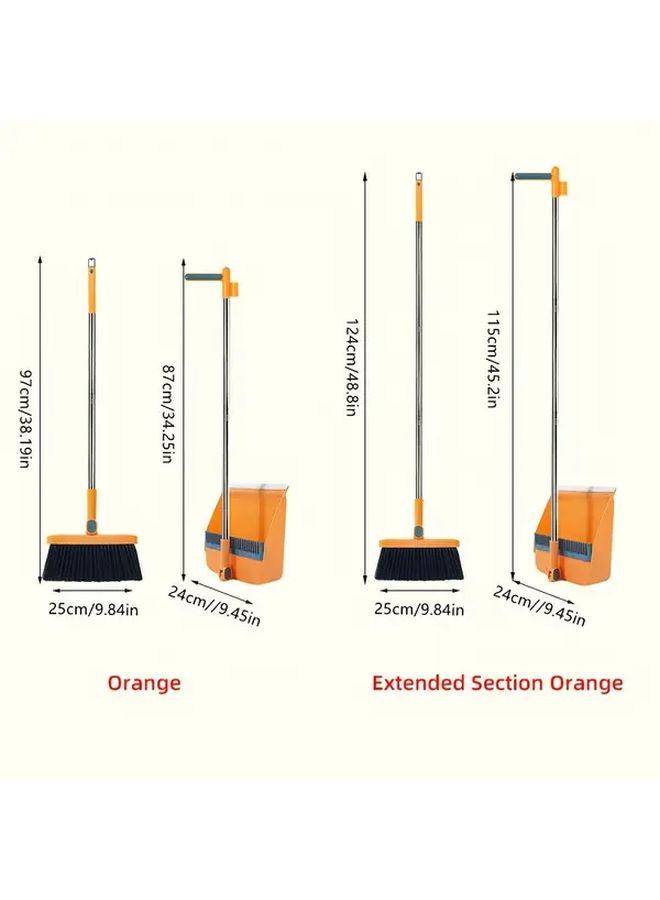 White Rotatable Broom and Dustpan Set with Comb for Floor Cleaning - Image 4