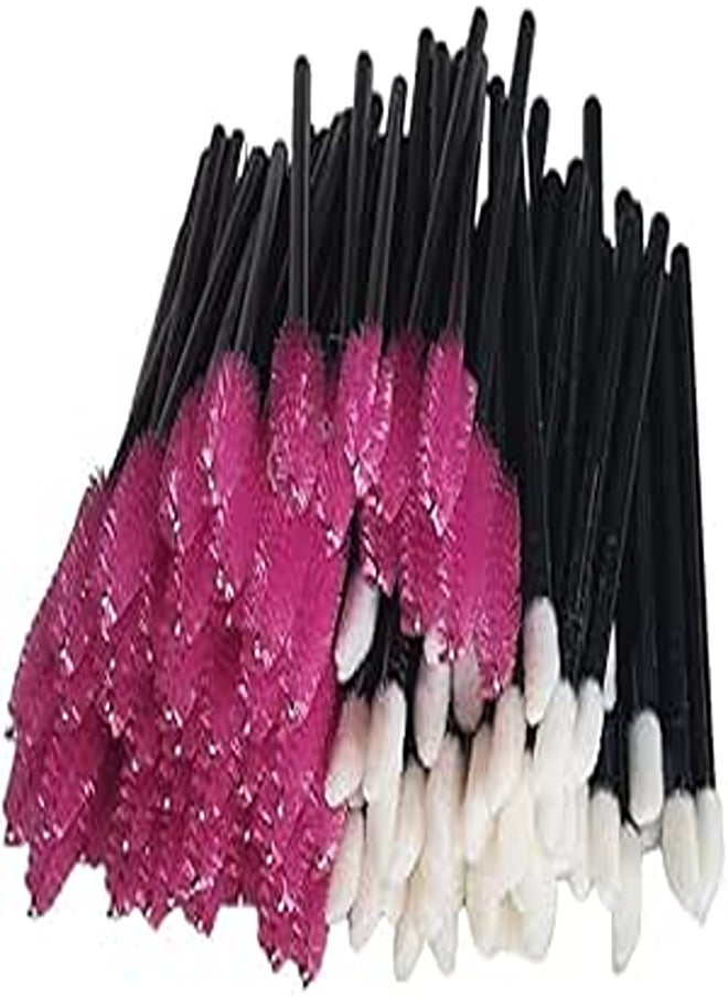 Generic TATORERA 200 Disposable Mascara Wand Spoolies and Lip Brushes, Lipstick Lipgloss Applicator for Eyebrow Eyelash Extension Makeup Kits (Pink) 