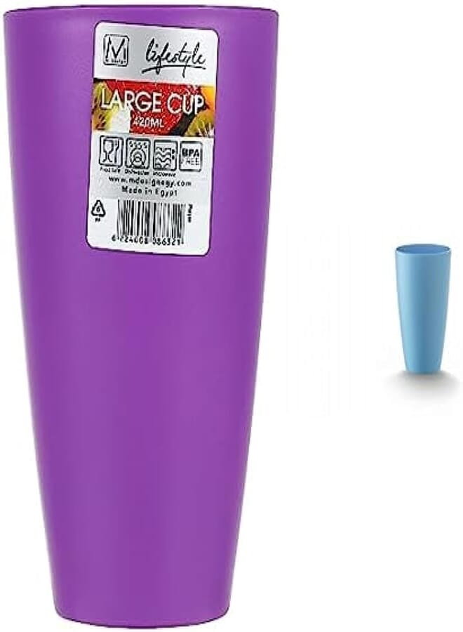m-design M-Design 8632Lifestyle Large Cup 420 ml Purple + M-Design 8631 Lifestyle Plastic Large Cup, 420 ml - Light Blue 