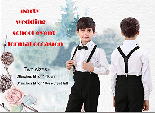 Hanerdun Kids Suspender Bowtie Sets Adjustable Suspender With Bow Ties Gift Idea For Boys And Girls, Dark Green, One Size - Image 2