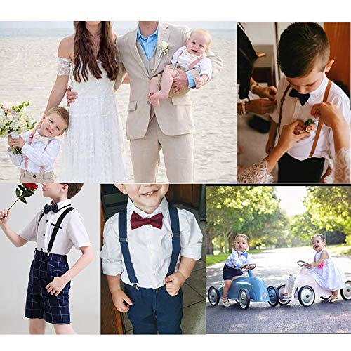 Hanerdun Kids Suspender Bowtie Sets Adjustable Suspender With Bow Ties Gift Idea For Boys And Girls, Dark Green, One Size - Image 3