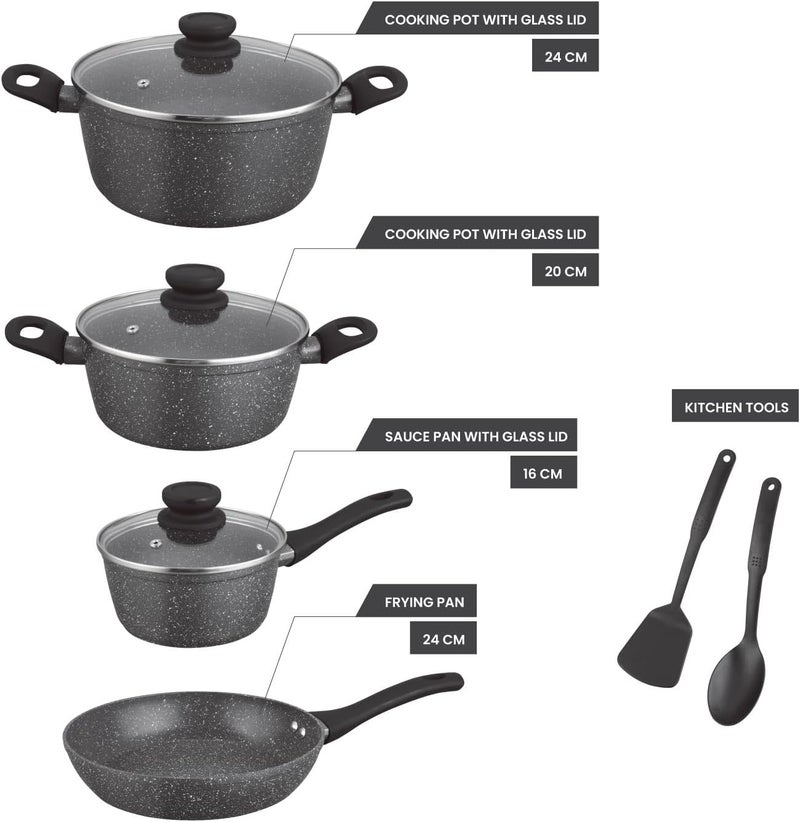 Kitchen master ط set أواني الطهي غير اللاصقة المصنوعة من الحديد 9 قطع - Image 2