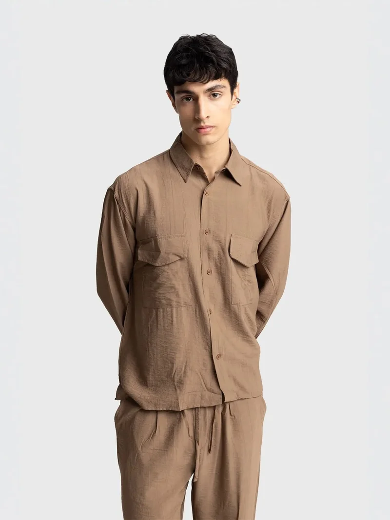 Giesto GIESTO Long Sleeve Button-Up Shirt with Pocket