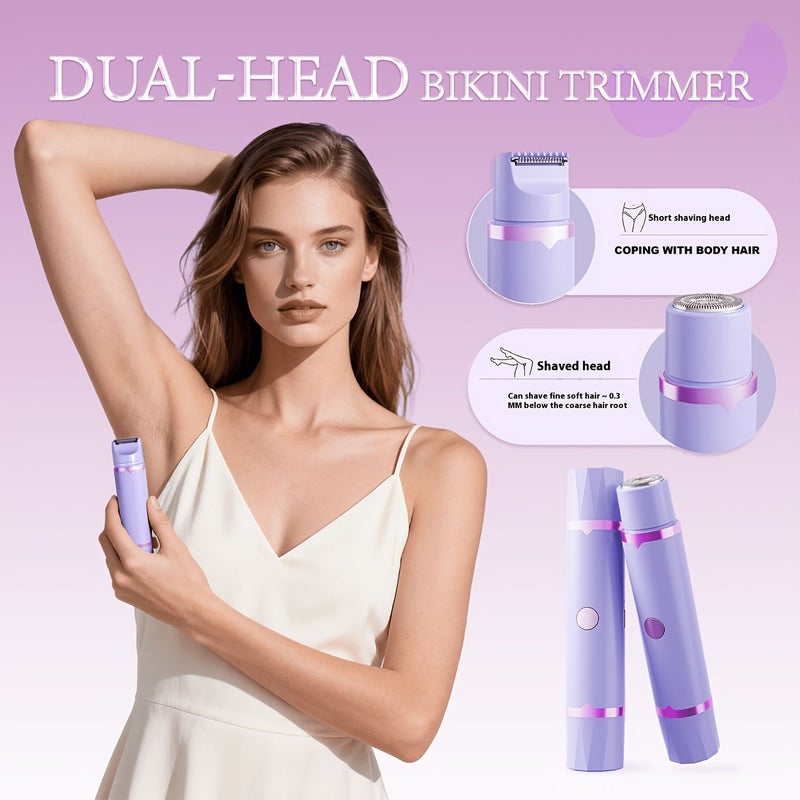 Pink Dual Head Intimate Trimmer USB Rechargeable 2 Heads For Different Areas Safe Round Blade Non Irritating Long Battery Life Portable Home Grooming Essential - Image 1