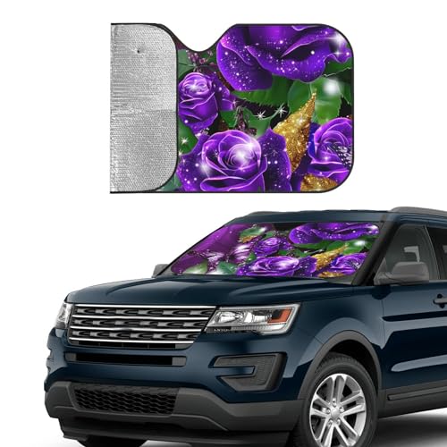 FREEHOTU Rose Purple Butterfly Windshield Sunshade for Car SUV Truck Foldable Uv Ray Reflector Front Window Sun Shade Visor Shield Cover - Image 4
