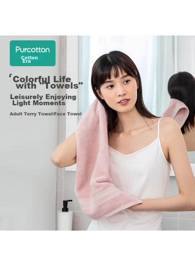Purcotton Light Time Series Pure Cotton Face Towel, Household Absorbent Towel, Soft And Quick-drying, Time Pink, 32cm*70cm - Image 3
