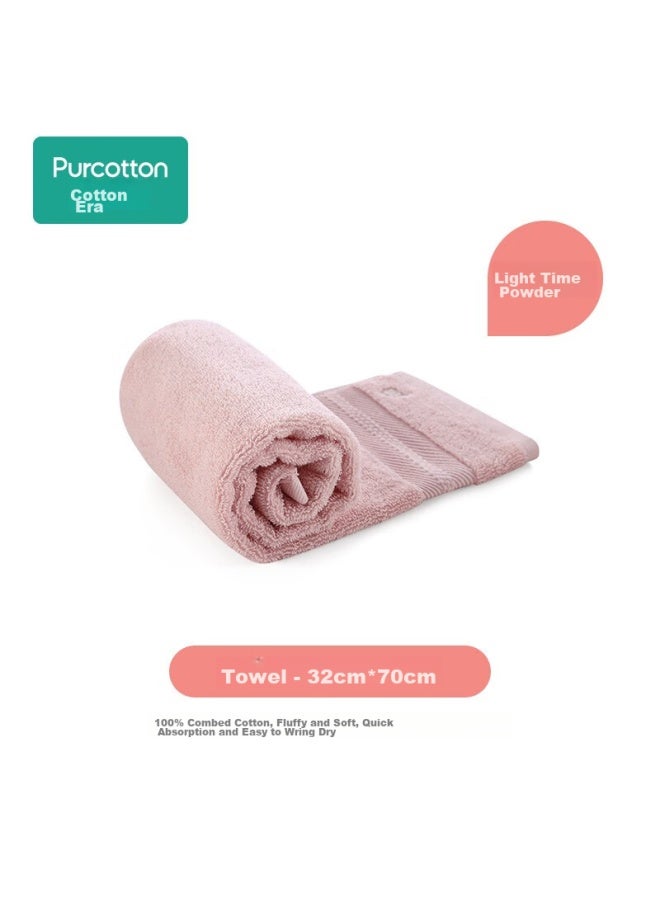 Purcotton Light Time Series Pure Cotton Face Towel, Household Absorbent Towel, Soft And Quick-drying, Time Pink, 32cm*70cm - Image 2
